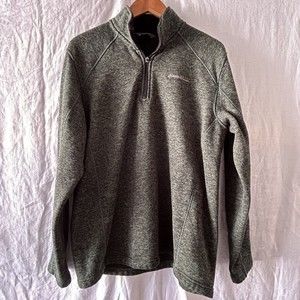EDDIE BAUER 1/4 Zip Fleece Sweatshirt Womens Large Green Space dye Raglan